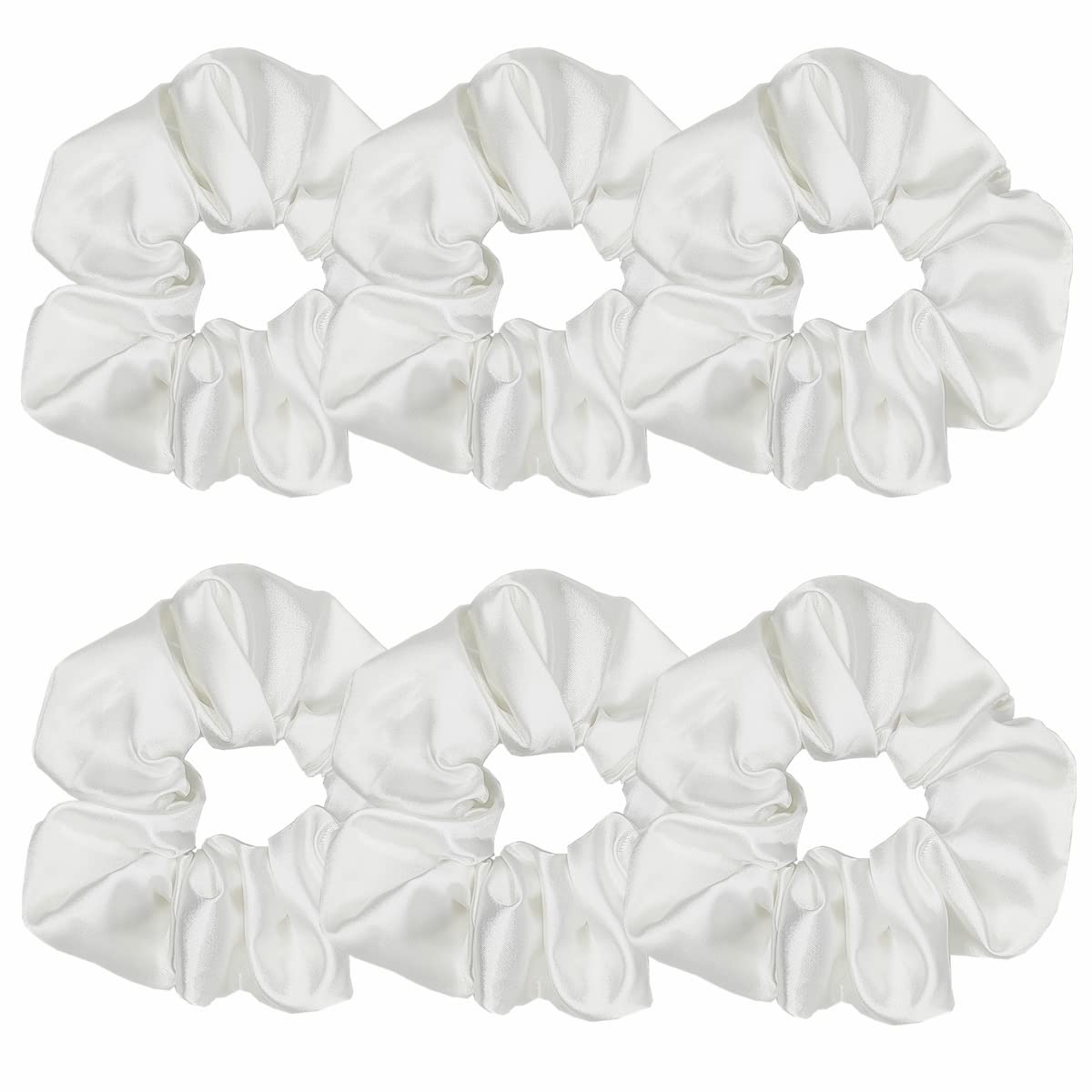 Sufermoe 6 Pcs Satin Silk Hair Scrunchies, 6 Classic Colors, Soft Hair Ties, Fashion Hair Bands, Hair Bow Ropes, Hair Elastic Ponytail Holders for Women and Girls, 4.5 Inch