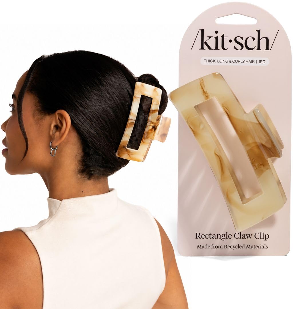 Kitsch Jumbo Open Shaped Hair Clip for Women - Black, 1pc
