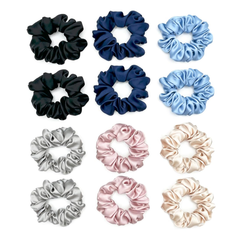 Satin Hair Scrunchies 3.15in High Elastic Hair Ties 12pcs Ponytail Holders
