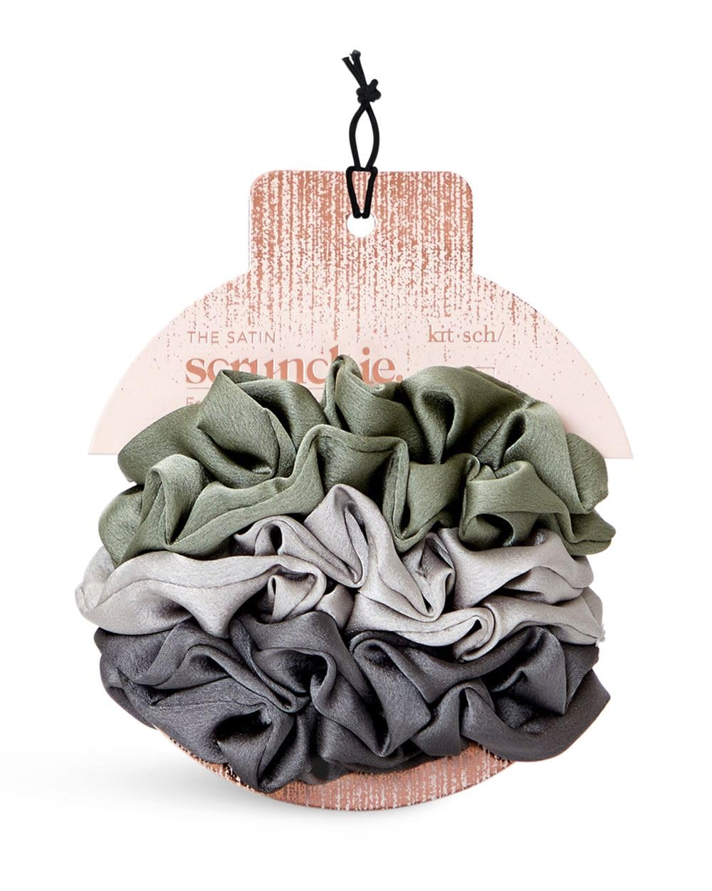 Kitsch Ultra-Petite Satin Scrunchies for Women - Cherry Blossom, 5pcs