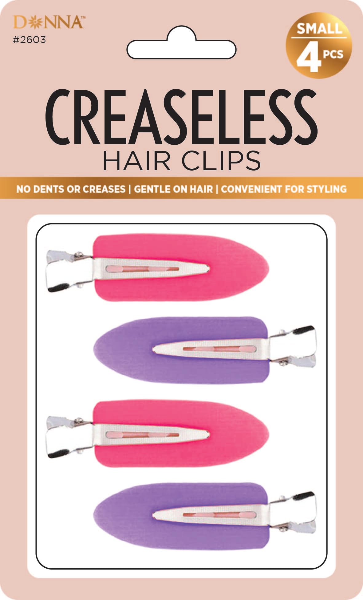 DONNA Creaseless Hair Clips – No Dent Styling Clips for Makeup & Blow Drying – Soft Silicone Grip, Gentle on Hair – 4 Pack, Small Size BLACK WHITE COLOR