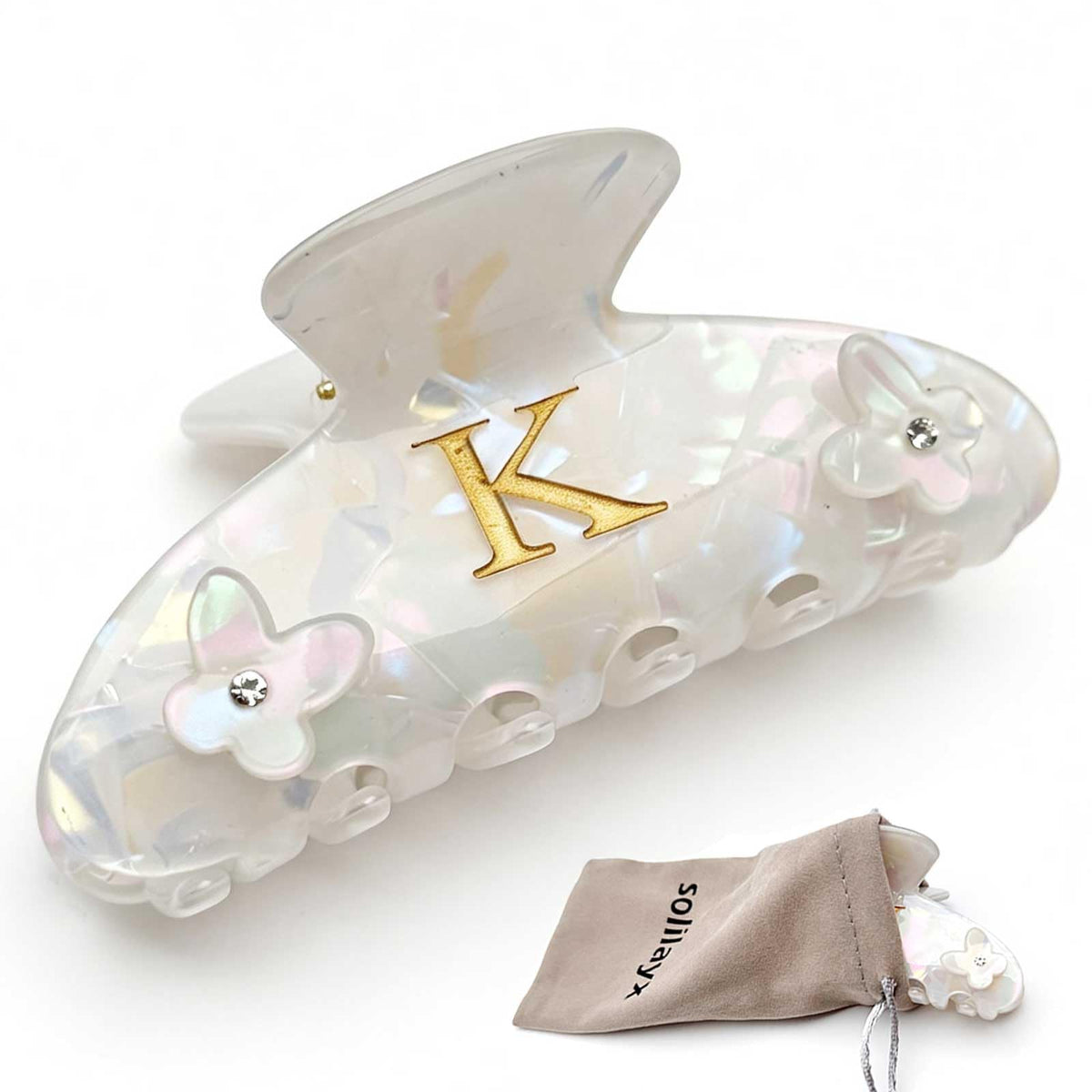 Butterfly Letter M Hair Clips, Personalized Initial Hair Claw for Medium Hair, Strong Acetate Barrettes, Trendy Fashion Accessories Gifts for Women Teen Girls