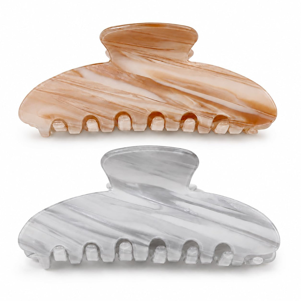 Large Claw Clip | 4.33-Inch Marbled PVC | Ivory Cream, 1 Pack