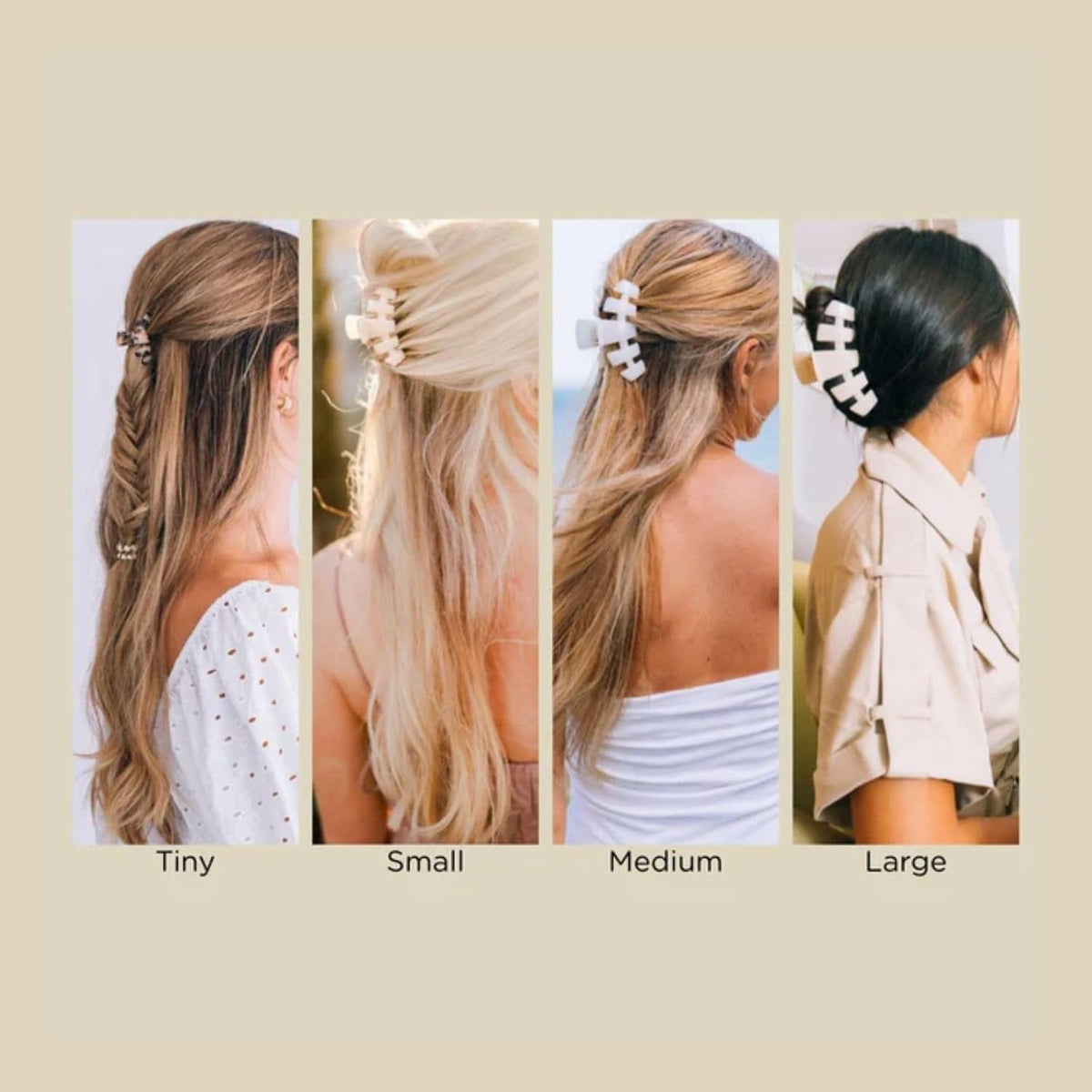 TELETIES - Medium Hair Clip - Strong Grip, Bendable Teeth, Comfortable Curved Design - Ideal for Medium-Thick Hair - For All Hair Textures - Coconut White