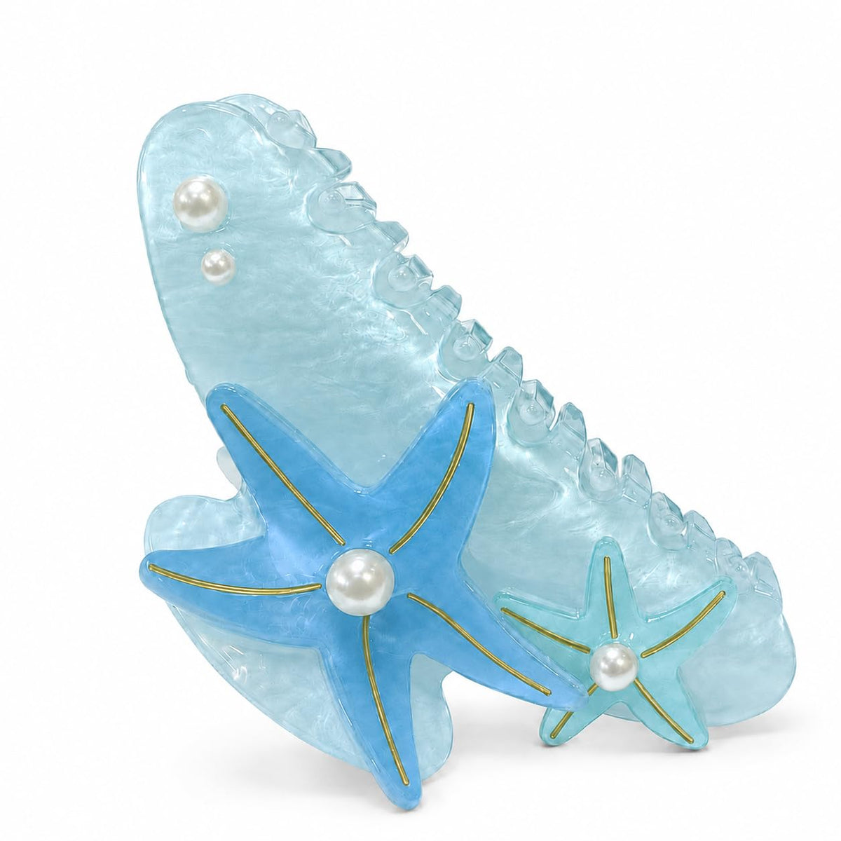 Acetate Hair Claw Clips for Women, Tortoise Shell or Polka Dot Large Hair Clips Strong Hold Hair Claws Gift Box Pack (Blue-1pcs)
