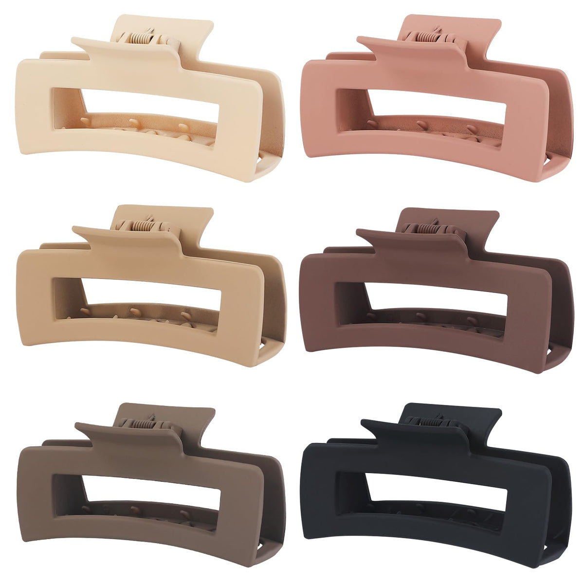 Sisiaipu 4 Inch Big Hair Claw Clips 6 Pcs Large Claw for Thick Hair Square Hair Clips for Women Rectangle Hair Clips Nonslip Acrylic Banana Jaw Clips Hair Accessories for Girls (Amber)