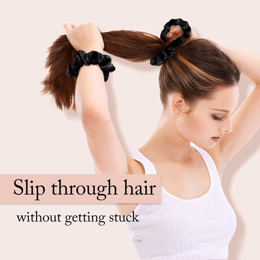 OLESILK 100% Mulberry Silk Scrunchies for Women, Hair Ties No Damage 3 Pack