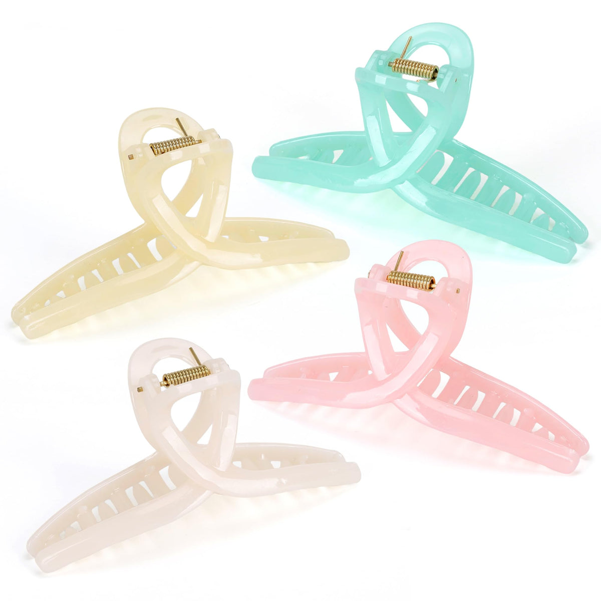 Big Hair Claw Clips - Butterfly Hair Accessories for Women and Girls with Long, Thick Hair - Large 5.1 Jelly Clips, 4 Pcs, Mother's Day Gifts