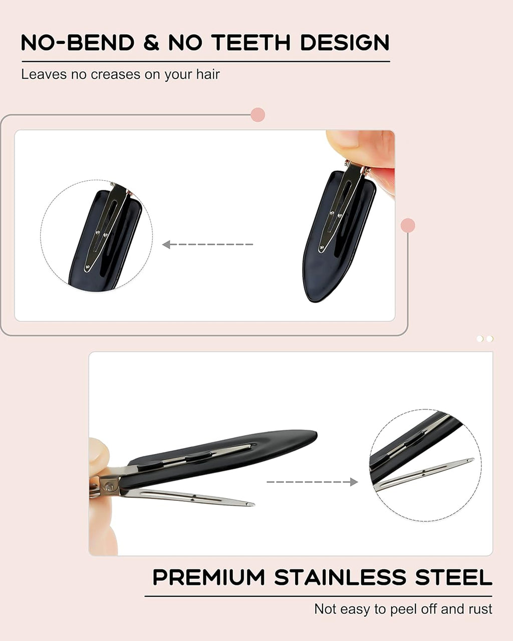 No Bend Hair Clips - 60 Pcs Creaseless Clips for Sectioning, 2.3in Makeup Styling Clips in 3 Colors