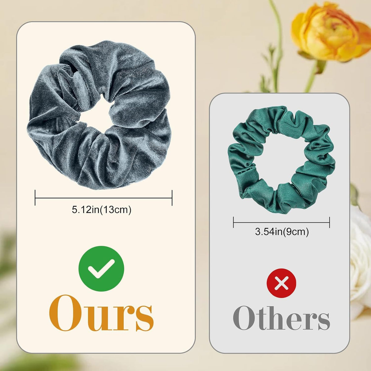 Lolalet Large Soft Velvet Scrunchies for Hair, Elastic Hair Bands Scrunchy for Women Girls, Ponytail Holder Hair Accessories Teens for Thick Curly Hair -4 Pack, Style A