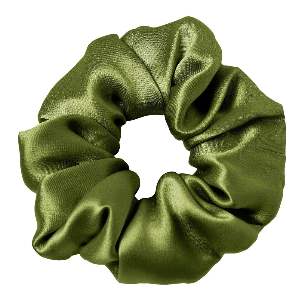 LilySilk Silk Hair Scrunchy, 100% Mulberry Silk Ponytail Holder, Frizz & Breakage Prevention, No Damage, Dark Green, 1 Count