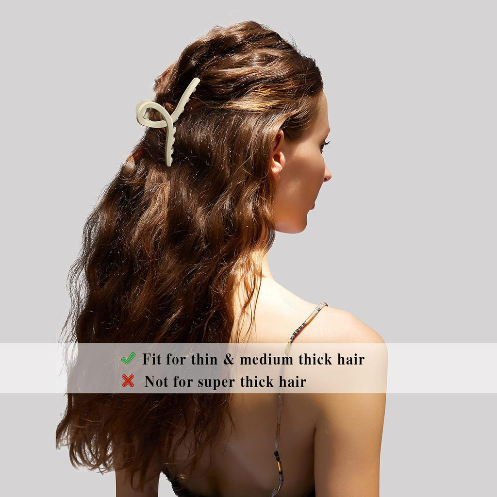 4.3 Inch Hair Claw Clips Large No Slip Big Matte Jaw Butterfly Clip for Thin Fine Thick Hair Women, 4 Pack