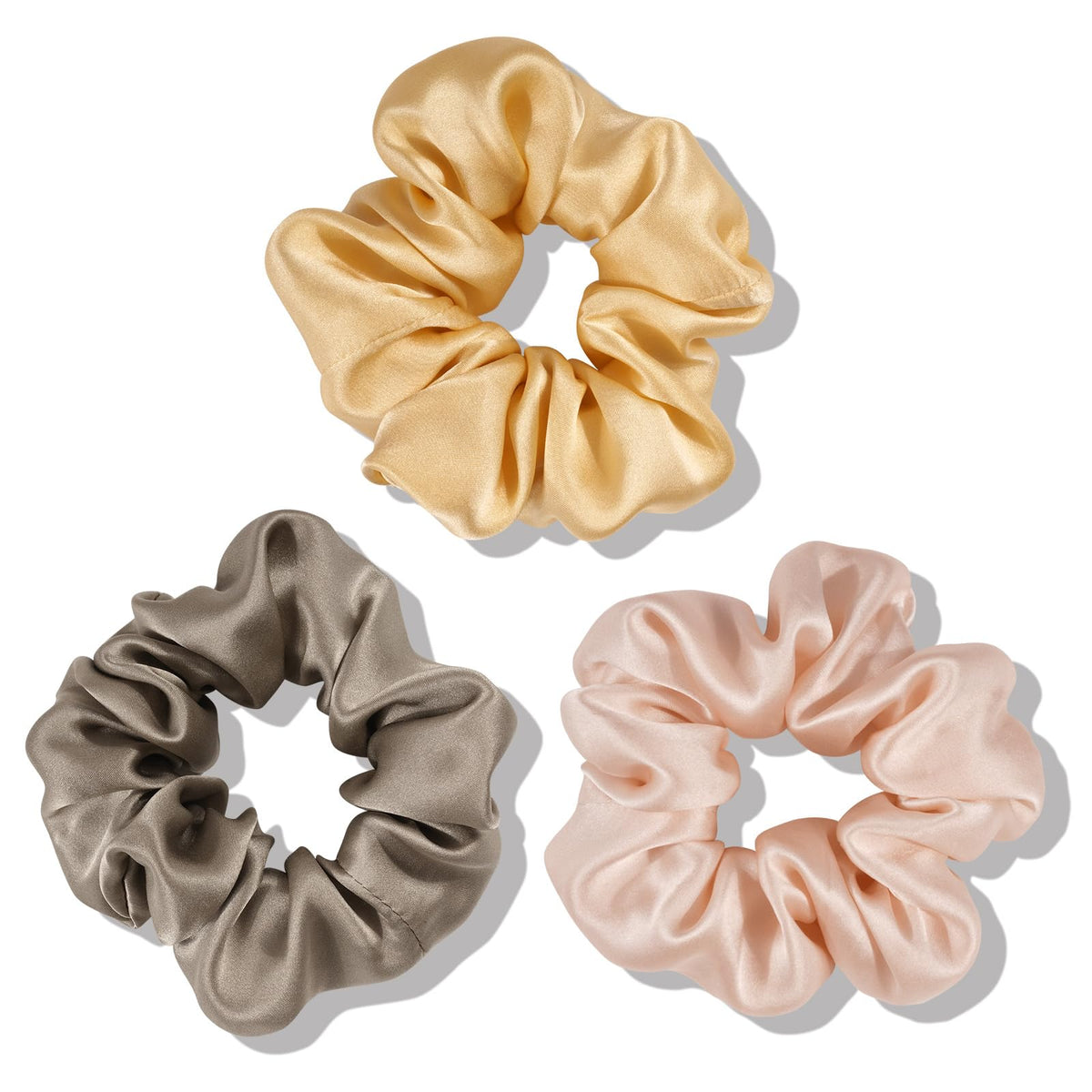 OLESILK 100% Mulberry Silk Scrunchies for Women, Hair Ties No Damage 3 Pack