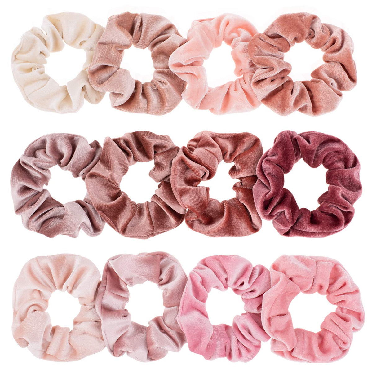 Whaline Pastel Hair Scrunchies Elastic Scrunchy Bobbles Velvet Hair Bands Boho Soft Hairs Ties Hairstyle Accessories for Girls Women (12 Colors)