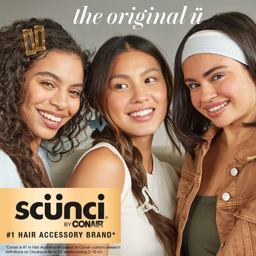 Scunci by Conair The Original Scrunchie hair accessories - hair accessories for women - hair ties - trendy hair accessories - Jumbo Size in Washable White Nylon Silk- 1 Count