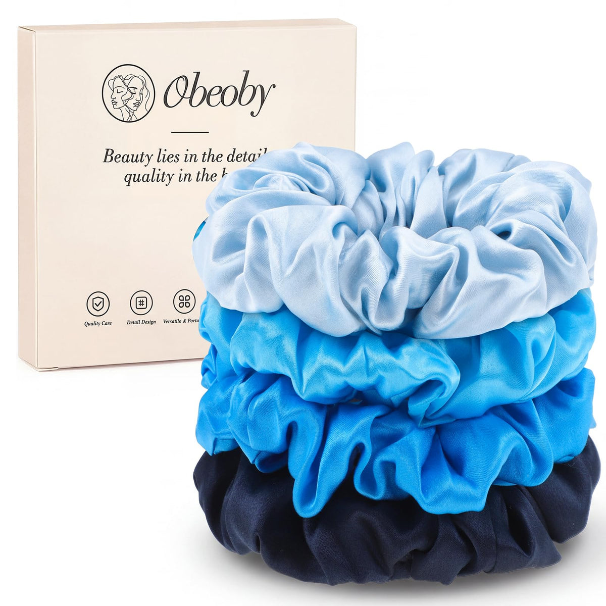 4 Pcs Mulberry Silk Scrunchies for Hair Sleep, No Damag Frizz Control