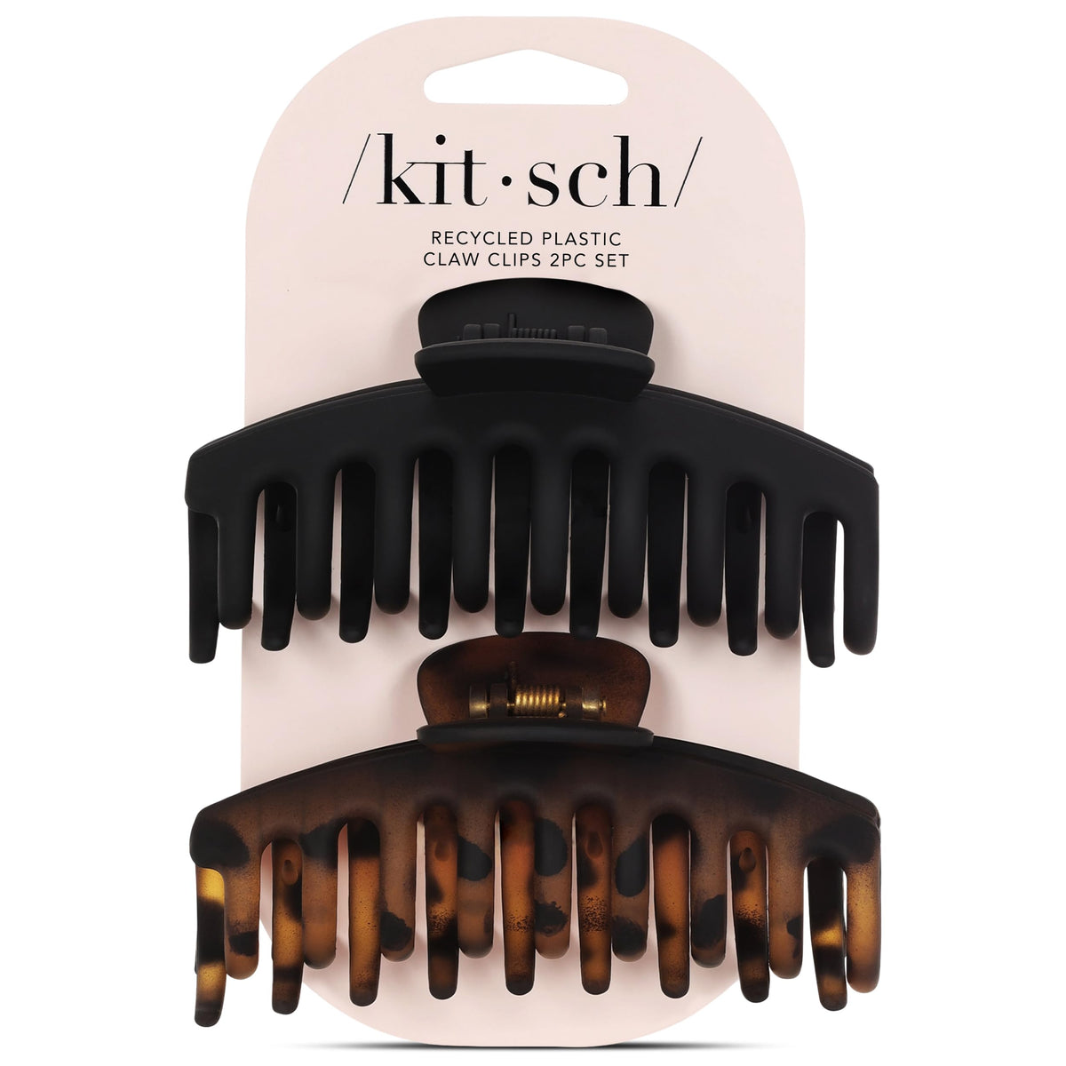 Kitsch 5 Inch Large Claw Clips for Thick and Long Hair - Black & Tort, 2pcs