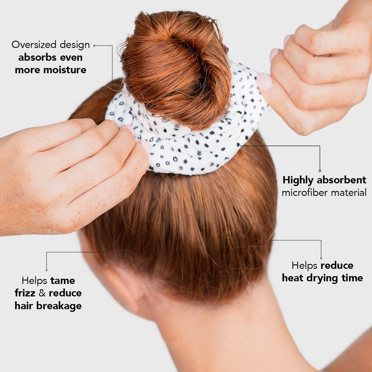 Kitsch Microfiber Quick-Dry Hair Towel Scrunchie - Micro Dot, 2pcs