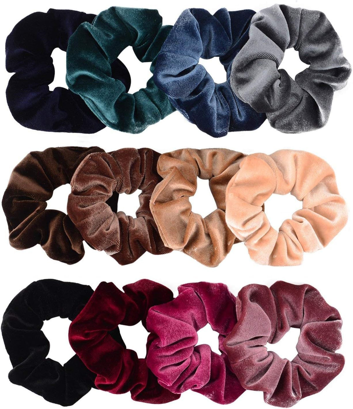 Whaline Pastel Hair Scrunchies Elastic Scrunchy Bobbles Velvet Hair Bands Boho Soft Hairs Ties Hairstyle Accessories for Girls Women (12 Colors)