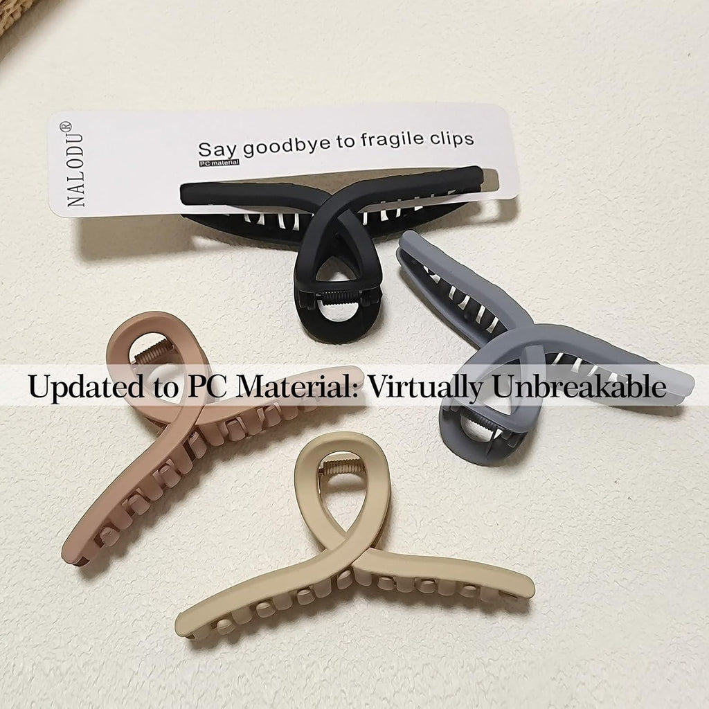 4.3 Inch Hair Claw Clips Large No Slip Big Matte Jaw Butterfly Clip for Thin Fine Thick Hair Women, 4 Pack