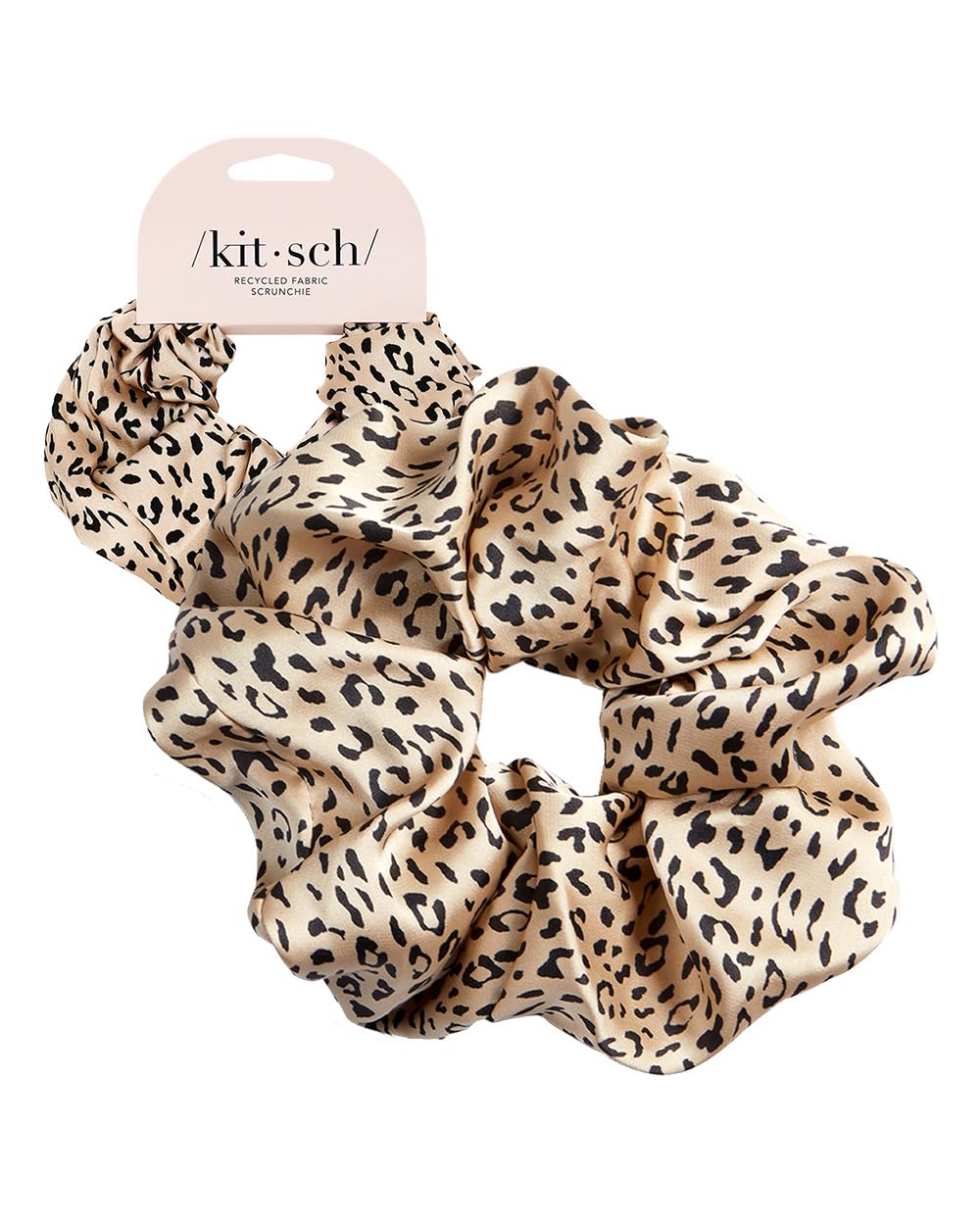 Kitsch Pillow Satin Scrunchies for Women -Blush/Charcoal, 2pcs