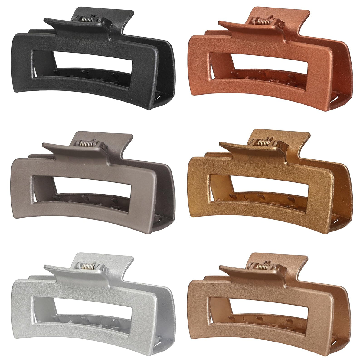 Sisiaipu 4 Inch Big Hair Claw Clips 6 Pcs Large Claw for Thick Hair Square Hair Clips for Women Rectangle Hair Clips Nonslip Acrylic Banana Jaw Clips Hair Accessories for Girls (Amber)