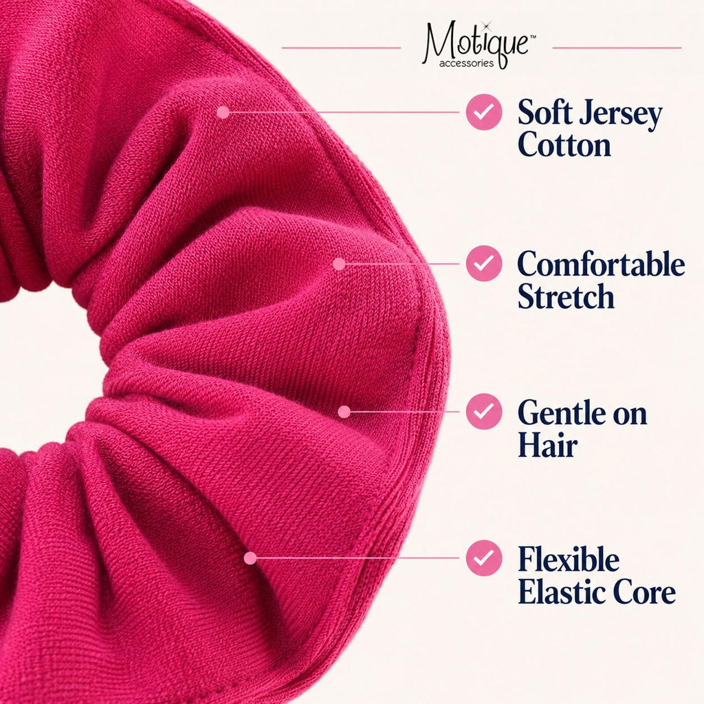 Motique Accessories Large Scrunchies for Thick Hair, 2 Pack, Black