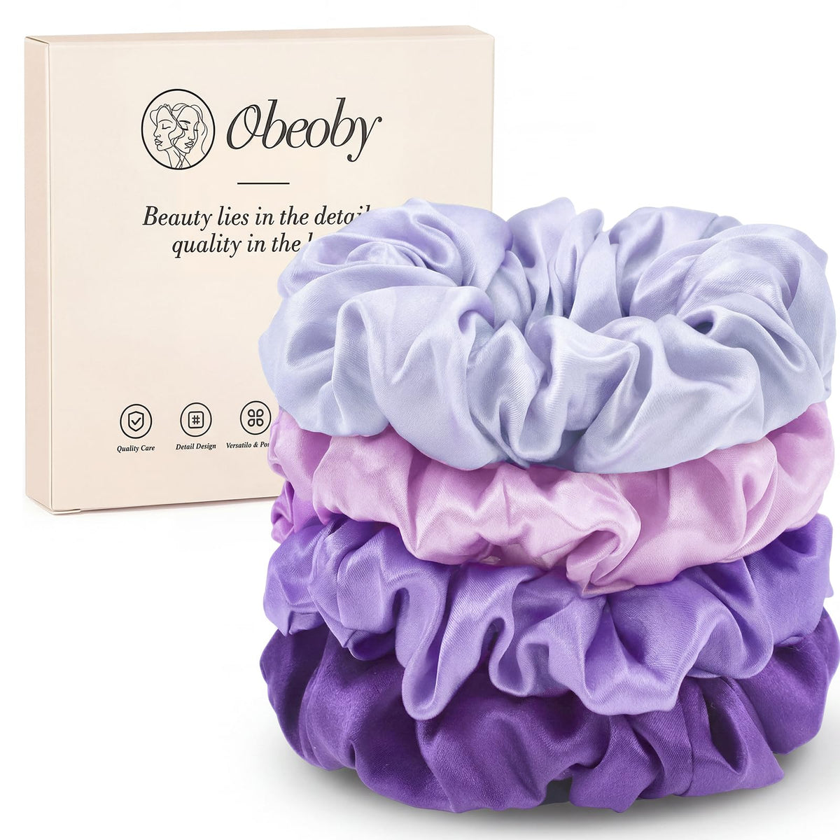 4 Pcs Mulberry Silk Scrunchies for Hair Sleep, No Damag Frizz Control
