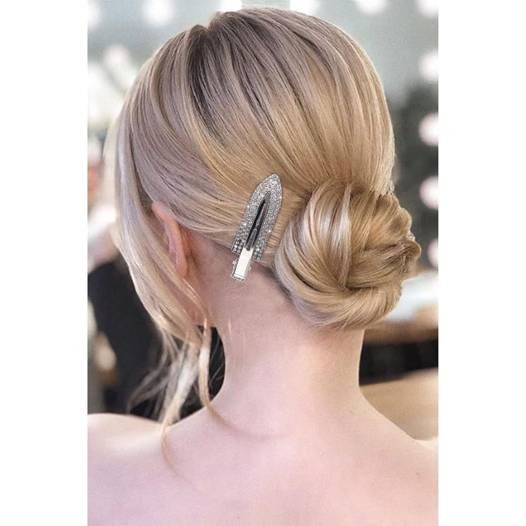 Magicsky 8PCS Creaseless No Bend Rhinestone Bang Hair Clips For Women