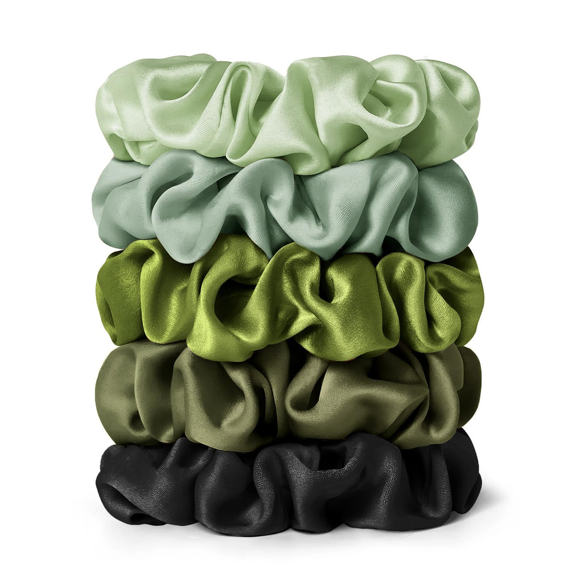 LilySilk Silk Hair Scrunchy, 100% Mulberry Silk Ponytail Holder, Frizz & Breakage Prevention, No Damage, Dark Green, 1 Count