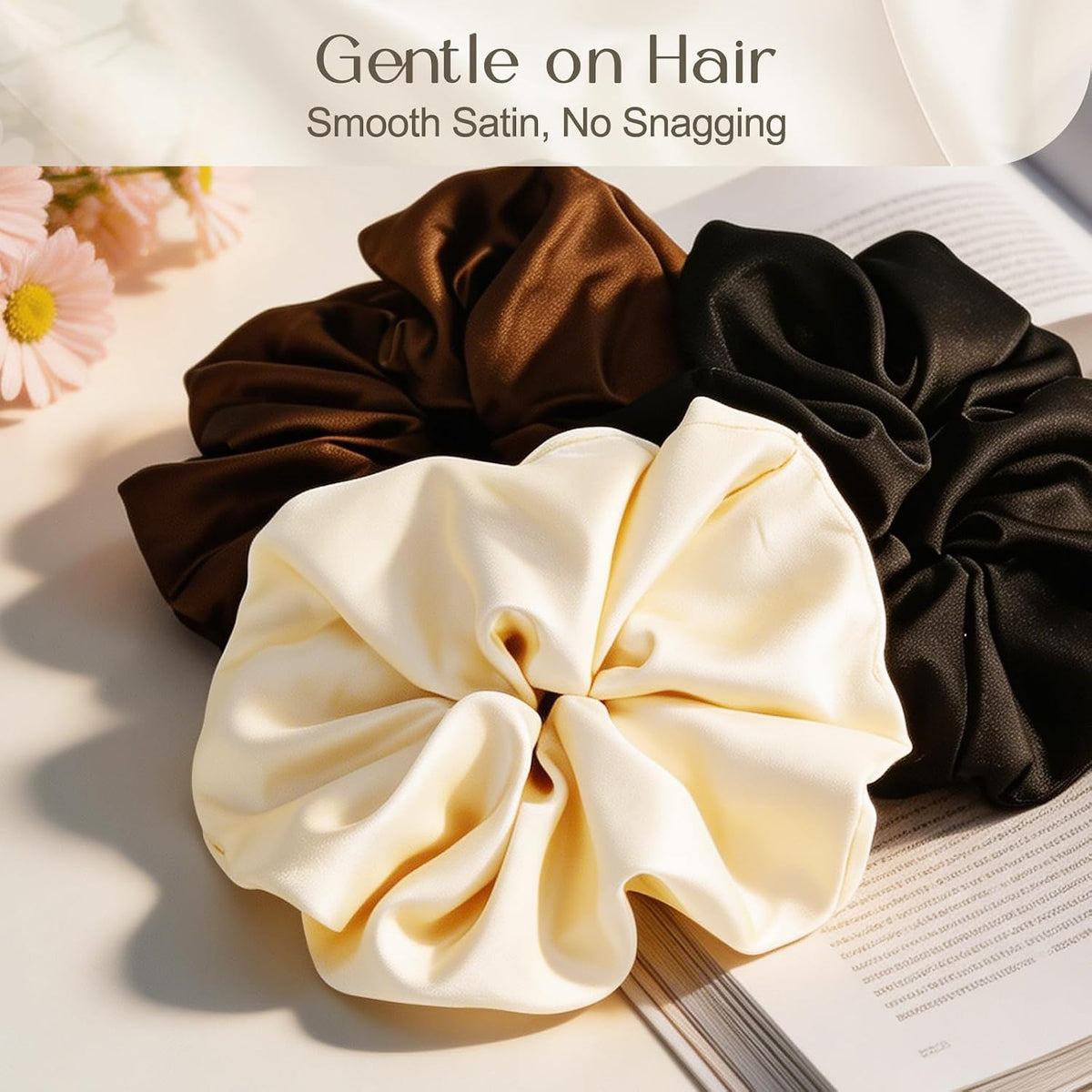 7" Large Satin Scrunchies for Women, Big Hair Scrunchies for Thick Hair