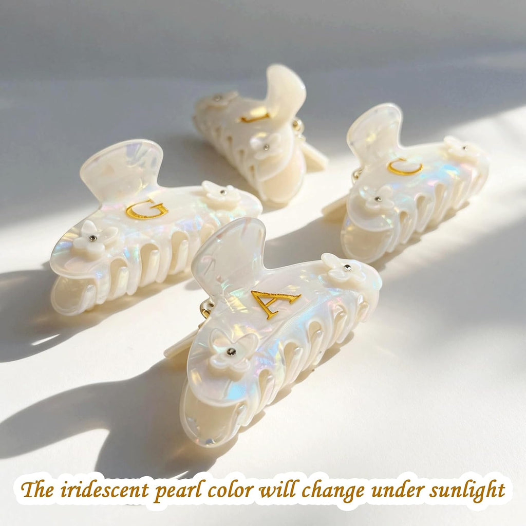 Butterfly Letter M Hair Clips, Personalized Initial Hair Claw for Medium Hair, Strong Acetate Barrettes, Trendy Fashion Accessories Gifts for Women Teen Girls