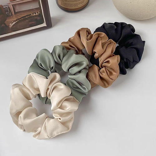 12 Pcs Satin Silk Scrunchies – Soft Hair Ties for Women & Girls, Thick Elastic Ponytail Holders, Hair Bands & Wrist Bracelets, Assorted Colors Scrunchies Hair Ties Silk Satin Scrunchy Hair Accessories