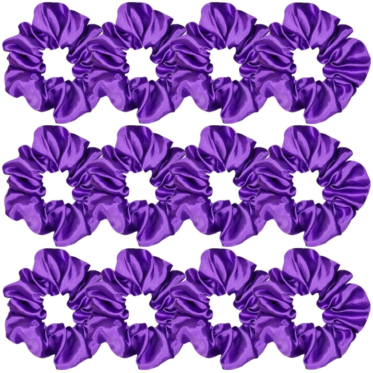 12 Pcs Satin Silk Scrunchies Soft Hair Ties Fashion Hair Bands Hair Bow Ropes Elastic Bracelets Ponytail Holders Hair Accessories for Women Girls (4.5 Inch, Assorted Multi-color)