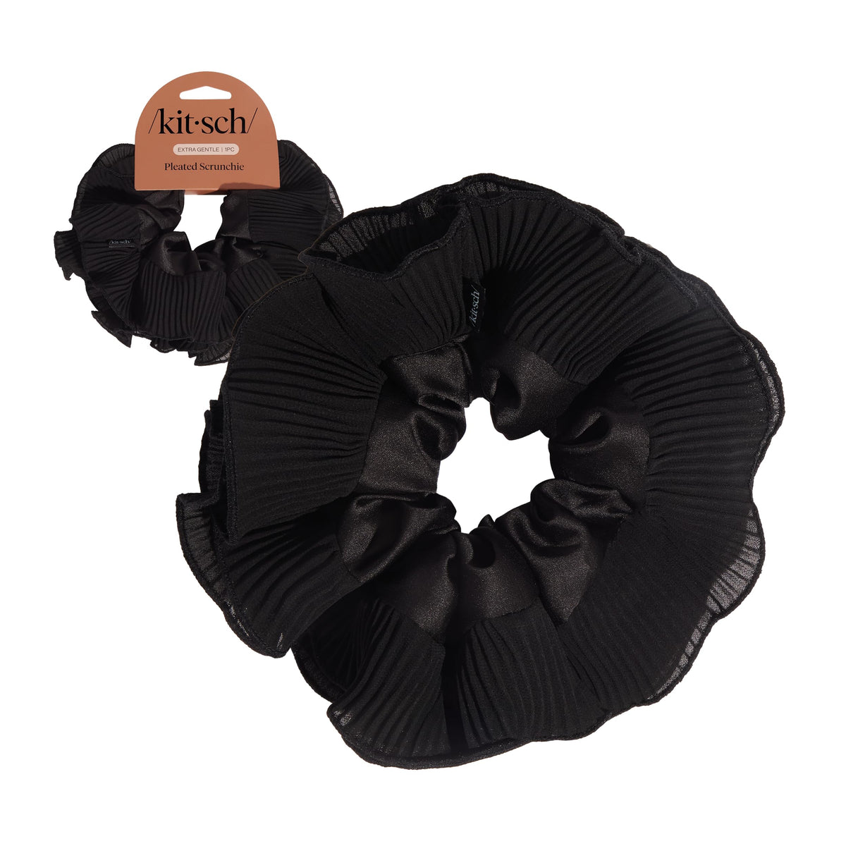 Kitsch Satin Scrunchies for Women | For All Hair Types - Black, 5pcs