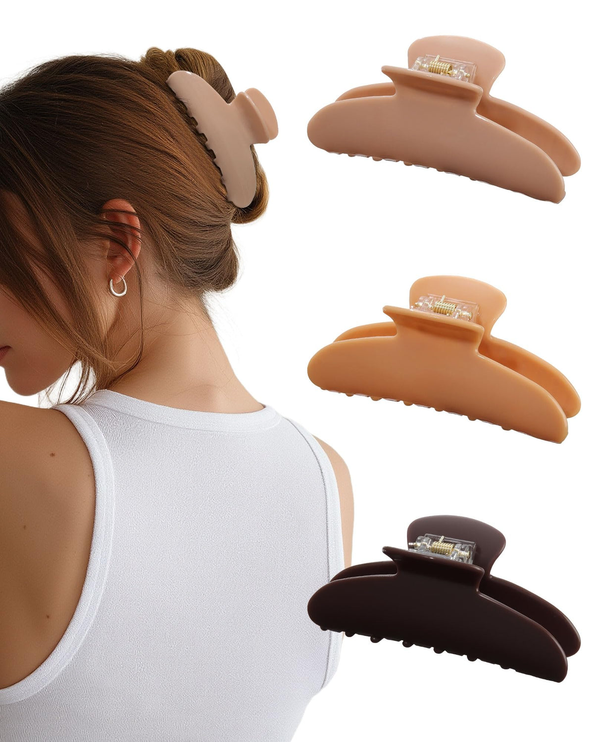 Molans 3PCS Hair Claw Clips Acrylic Clamps for women - Non-slip Strong Hold Barrettes for Thin Thick Hair, Medium hair clips Accessories