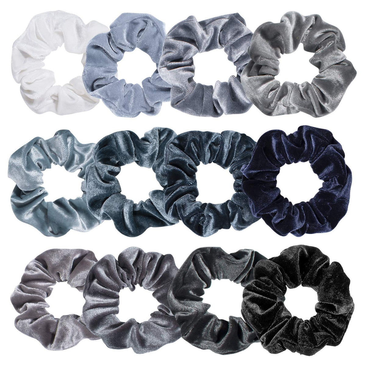Whaline Pastel Hair Scrunchies Elastic Scrunchy Bobbles Velvet Hair Bands Boho Soft Hairs Ties Hairstyle Accessories for Girls Women (12 Colors)
