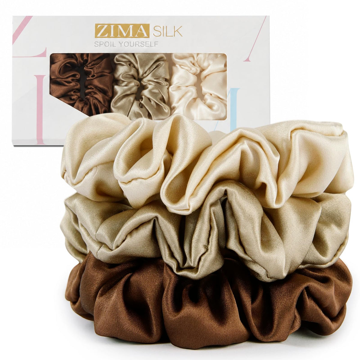 ZIMASILK 100% Pure Mulberry Silk Hair Scrunchies for Women