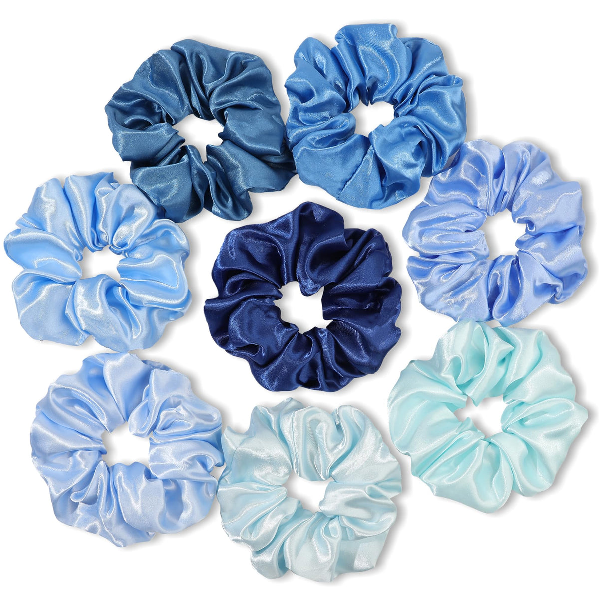 Satin Hair Scrunchies: Cute, Big Pony Tail Holders for Thick, Curly Hair - No Crease, No Damage Hair Ties for Girls and Women
