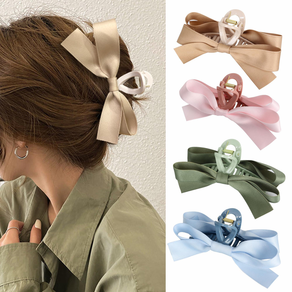 Big Hair Claw Clips - Butterfly Hair Accessories for Women and Girls with Long, Thick Hair - Large 5.1 Jelly Clips, 4 Pcs, Mother's Day Gifts