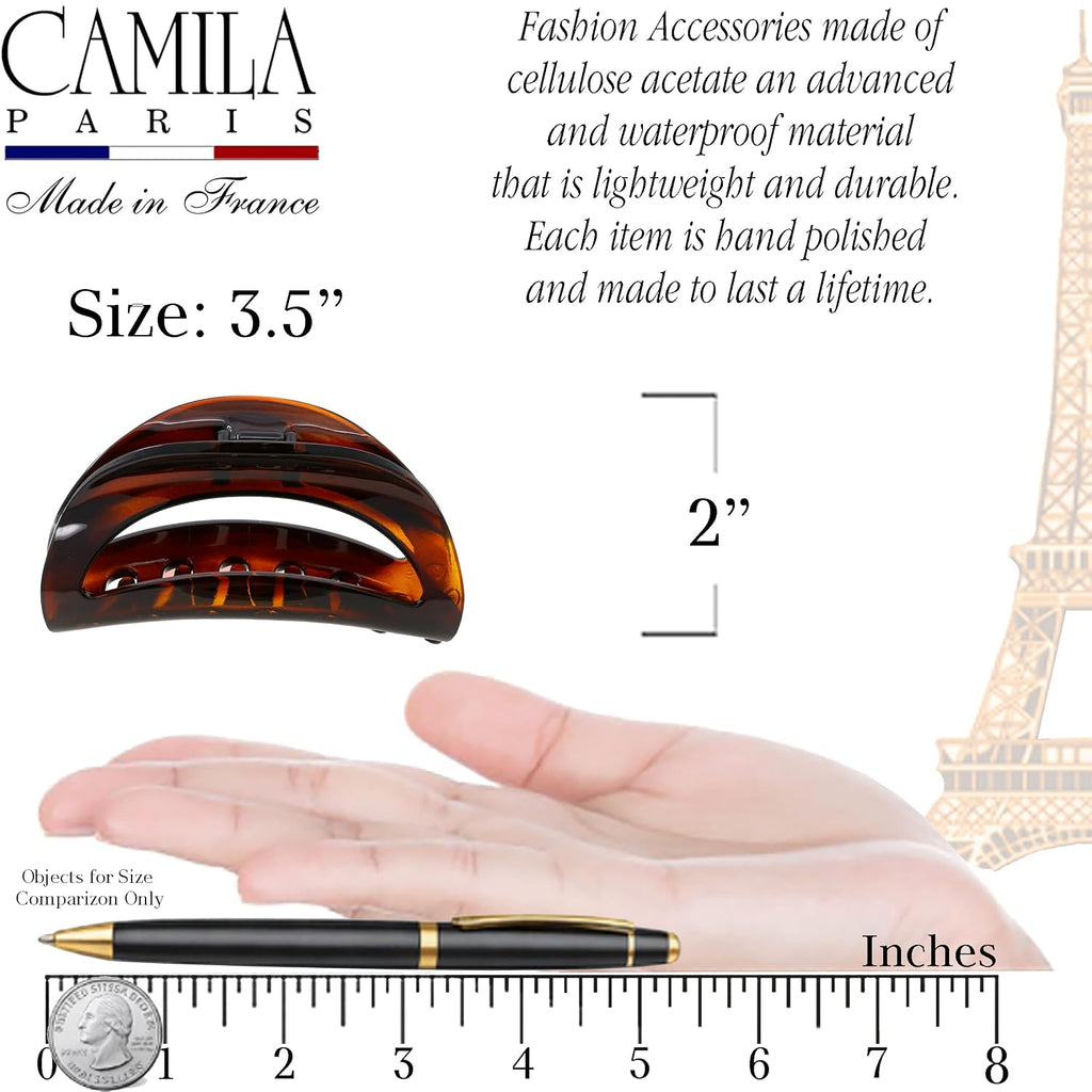 Camila Paris CP1561 French Hair Clip for Women Thick Hair for Long Curly Wavy Hair, Girls Hair Claw Clips Jaw, Durable Styling Big Claw Clip for Thick Hair, Strong Hold No Slip Grip, Made in France