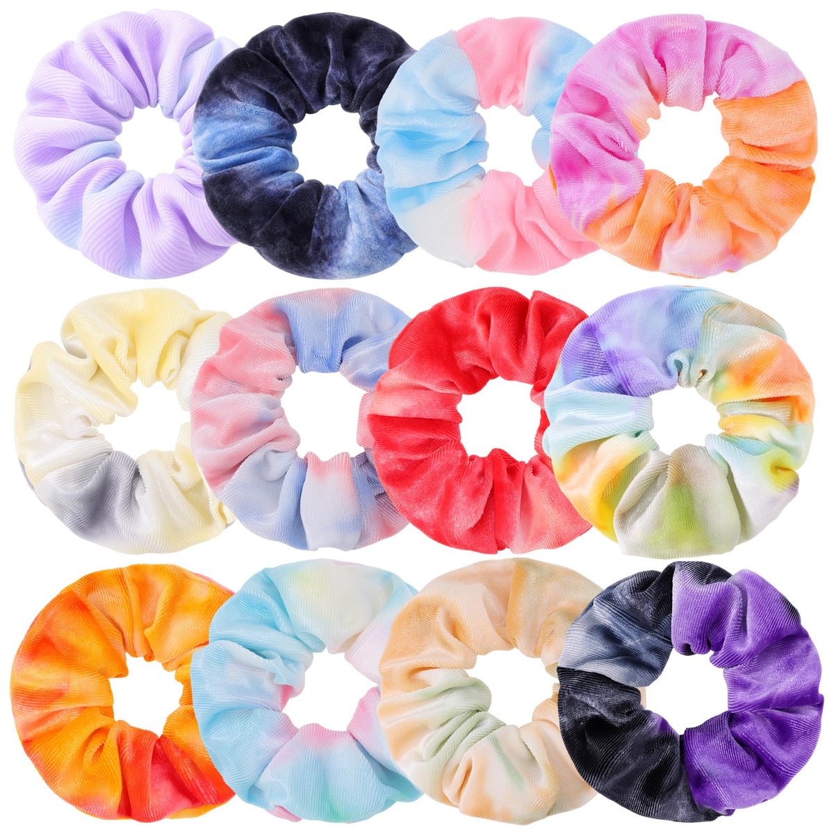 Brown Velvet Scrunchie for Thick Curly Hair, Soft Stretch Elastic
