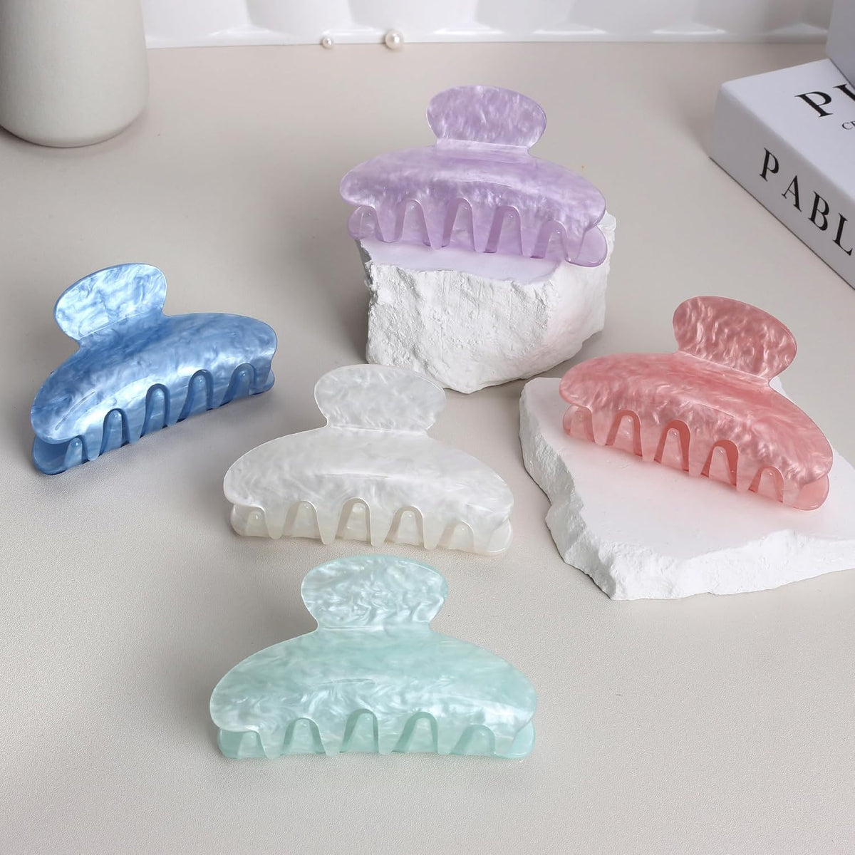 5Pcs Hair Claw Clips Medium Hair Clips for Thick/Thin Hair Strong Hold Non-slip Hair Jaw Clamp Styling Hair Accessories for Women and Girls