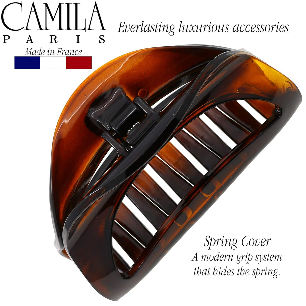Camila Paris CP1561 French Hair Clip for Women Thick Hair for Long Curly Wavy Hair, Girls Hair Claw Clips Jaw, Durable Styling Big Claw Clip for Thick Hair, Strong Hold No Slip Grip, Made in France