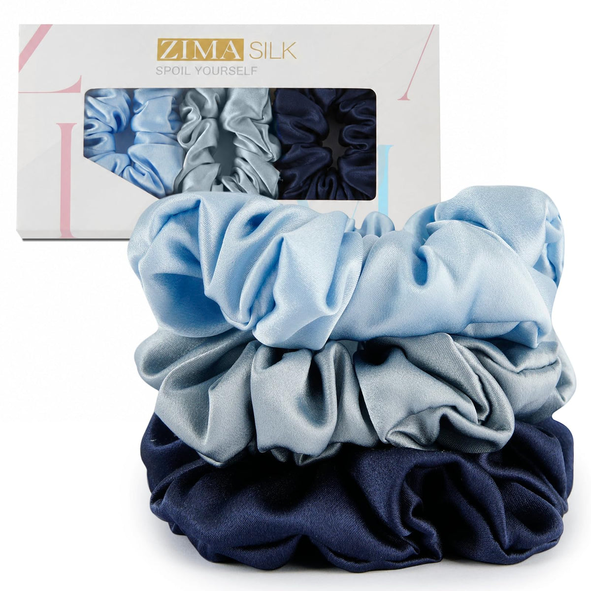 ZIMASILK 100% Pure Mulberry Silk Hair Scrunchies for Women