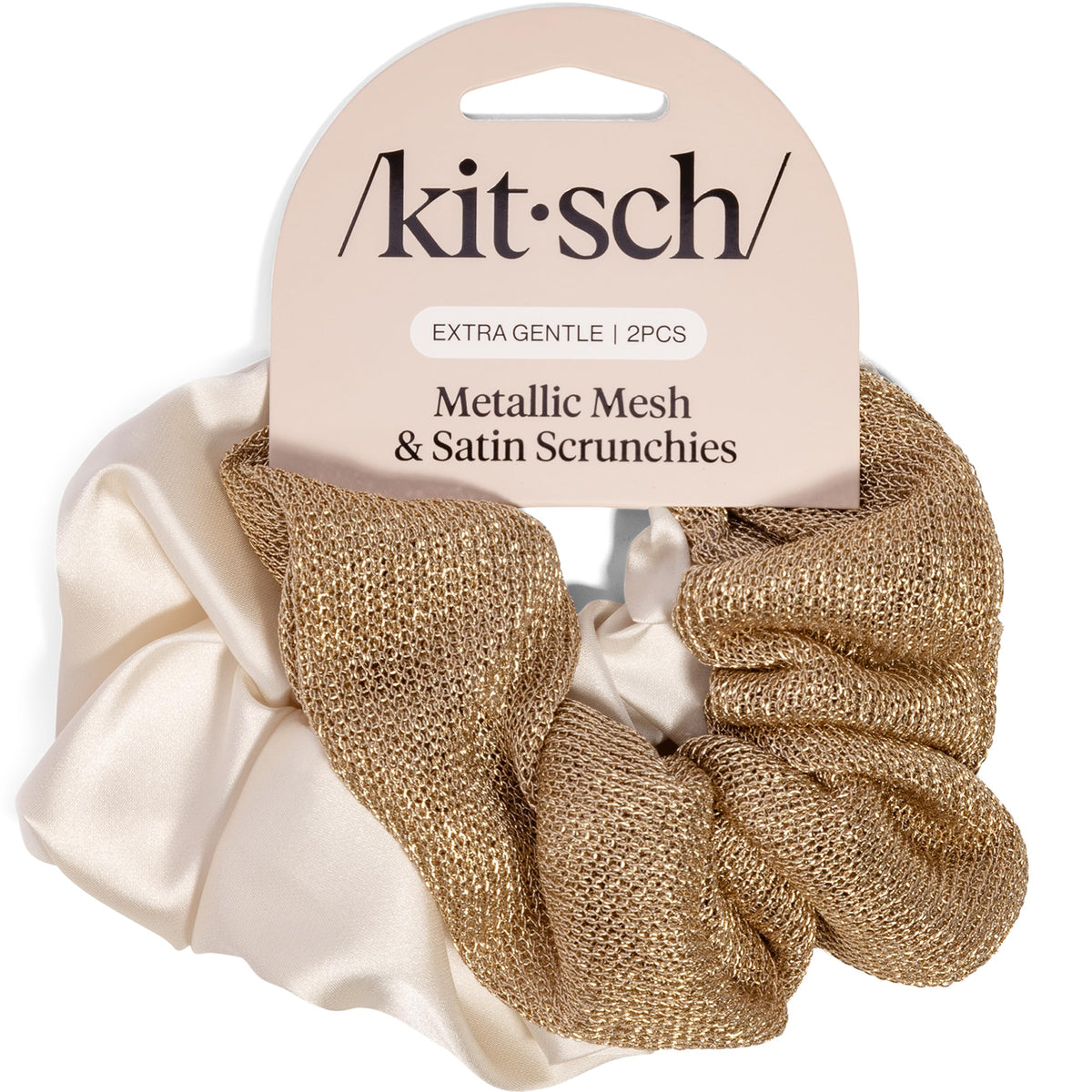 Kitsch Pillow Satin Scrunchies for Women -Blush/Charcoal, 2pcs