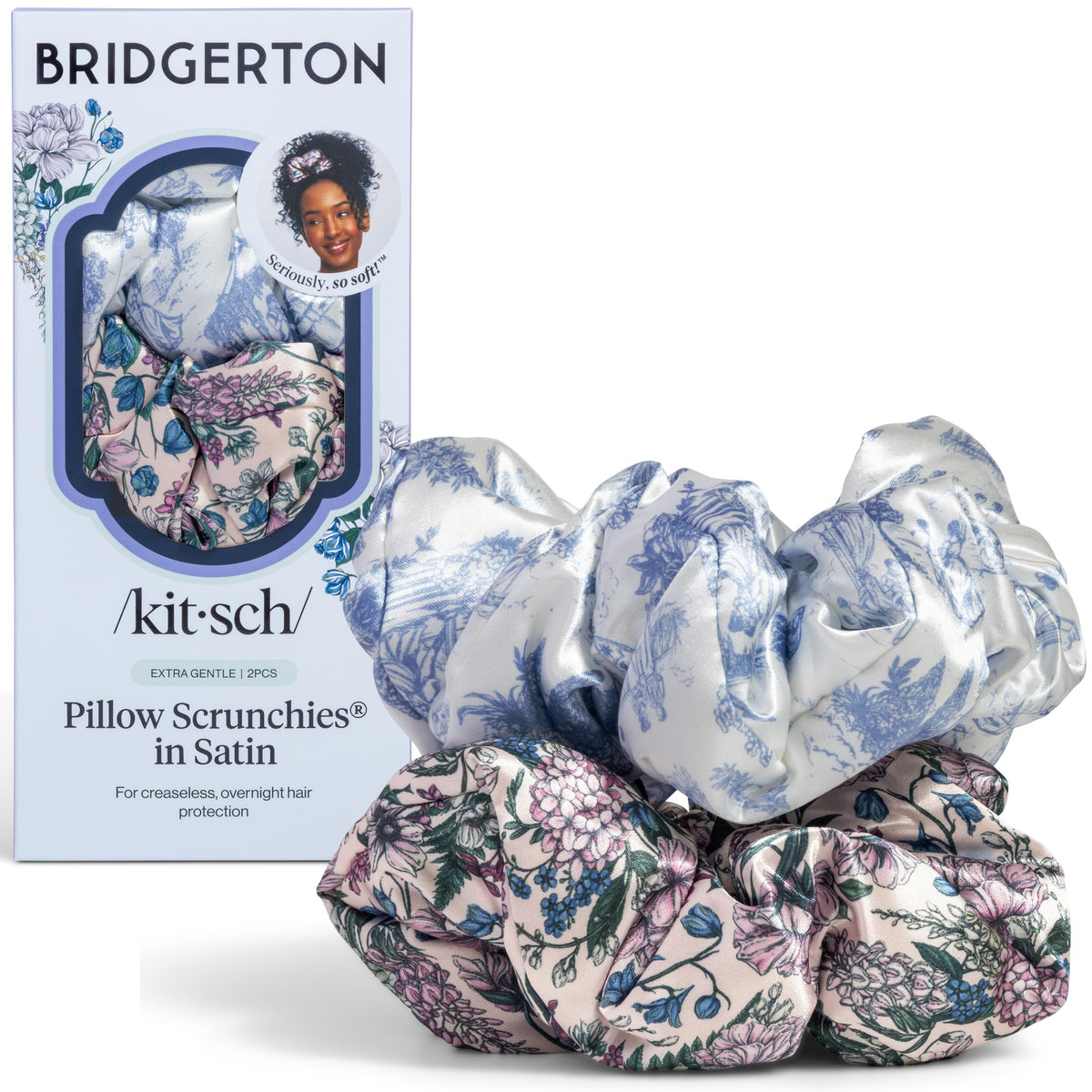 Kitsch Satin Scrunchies for Women | For All Hair Types - Black, 5pcs