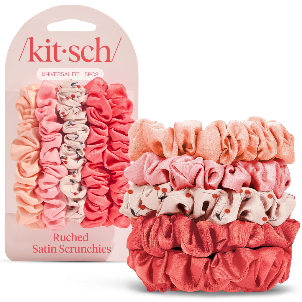 Kitsch Recycled Satin Oversized Scrunchies - Black & Chocolate, 2pcs