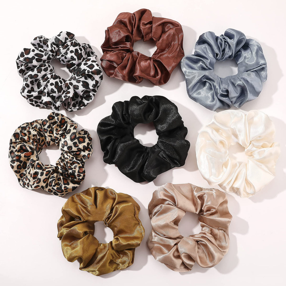Satin Hair Scrunchies: Cute, Big Pony Tail Holders for Thick, Curly Hair - No Crease, No Damage Hair Ties for Girls and Women