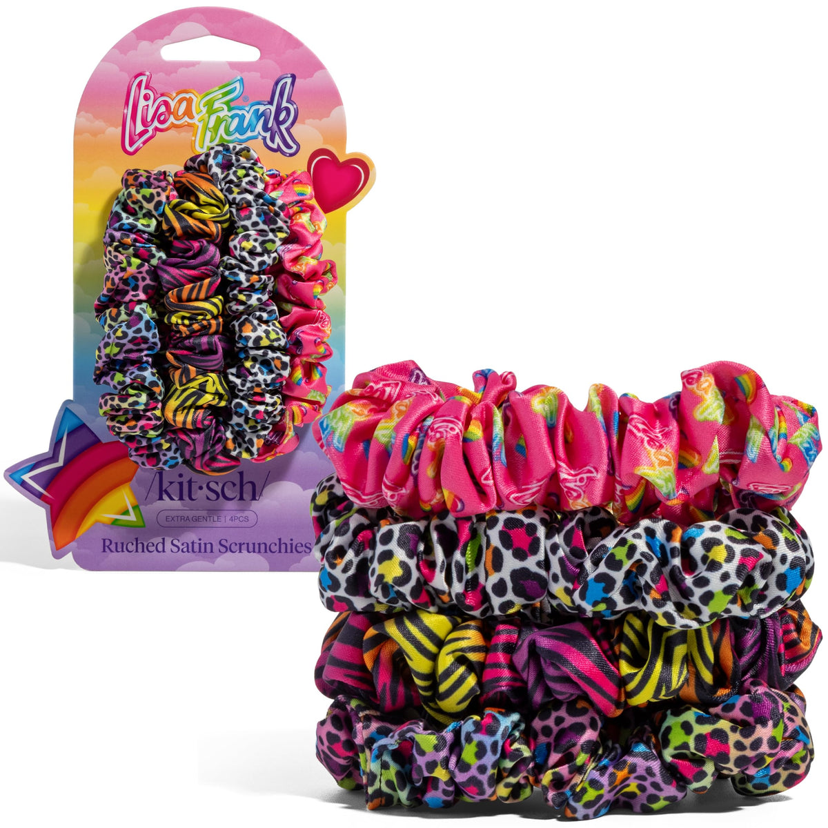 Kitsch Recycled Satin Oversized Scrunchies - Black & Chocolate, 2pcs